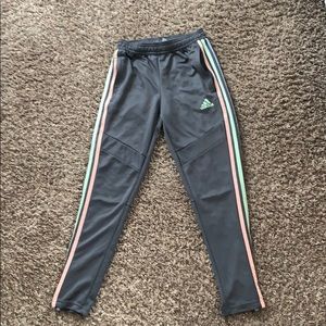 Adidas joggers multi colored strips along side